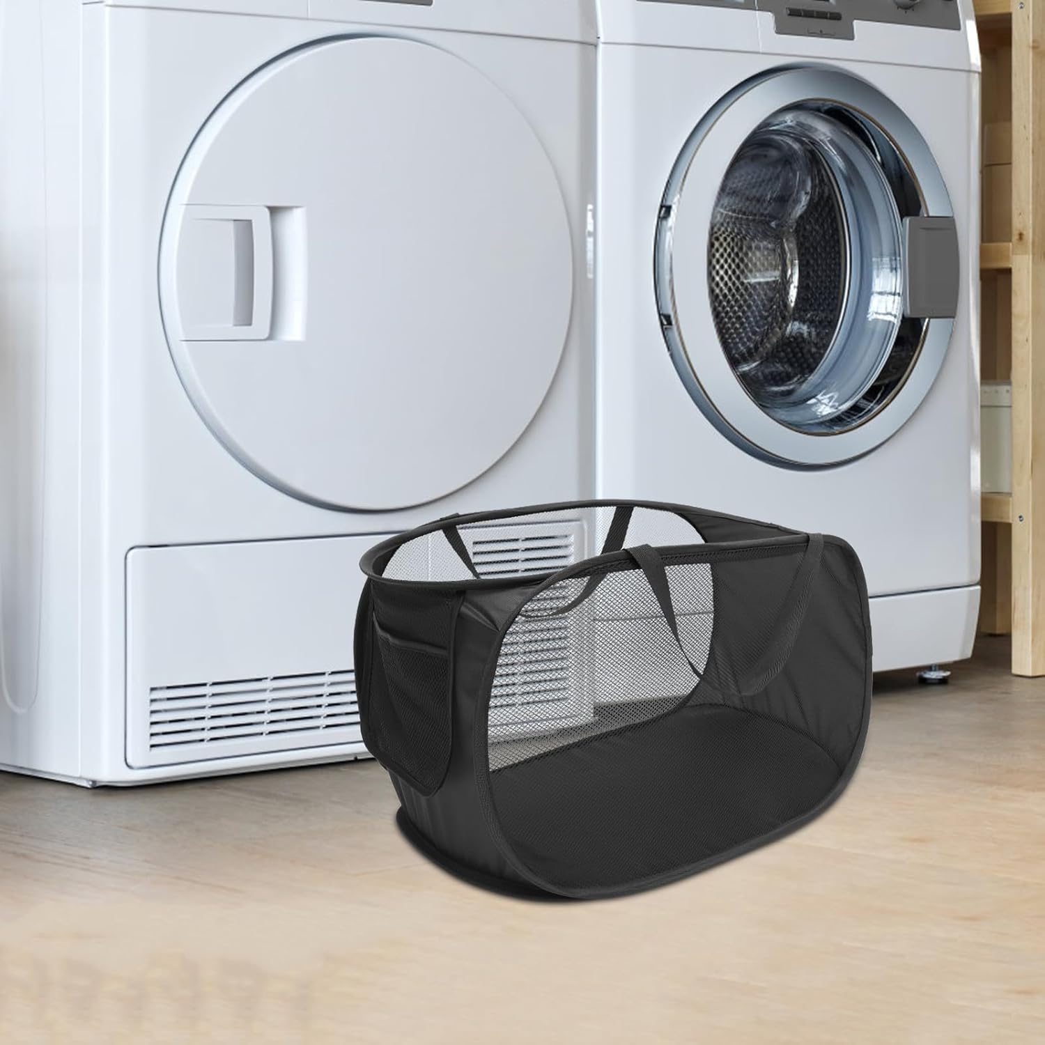 Large Foldable Mesh Laundry Basket with Handle, Pop-up Collapsible Dirty Clothes Hamper for Storage and Home Organization, Lightweight Breathable Laundry BagNO.5196