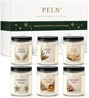 13 Best Holiday Candle Sets to Brighten Your Festivities This Season 14 6-Pack Winter Candle Gift Set 7oz Soy Wax, Holiday Christmas Scents