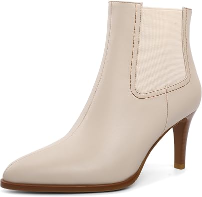 Women's Mid Heeled Boots Classic Pointed Toe Boot with Back Zipper Short Ankle Boot for Party Kitten Heel Booties Low Heel 2.8 Inch