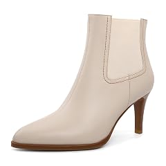 Womens Mid Heeled Boots Classic Pointed Toe Boot with Back Zipper Short Ankle Boot for Party Kitten Heel