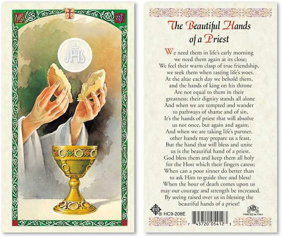Gigi's Classy Kids Prayer to The Beautiful Hands of a Priest Laminated Prayer Cards - Pack of 25- English