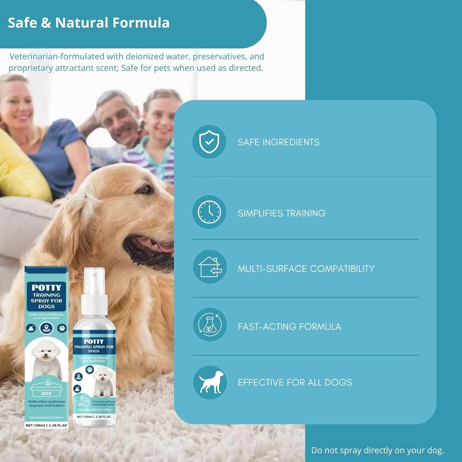 Advanced Potty Training Spray for Dogs & Puppies - Long-Lasting Pheromone Attractant - Housebreaking Aid for Artificial Grass, Pee Pads & Outdoor Lawns - Puppy Essentials