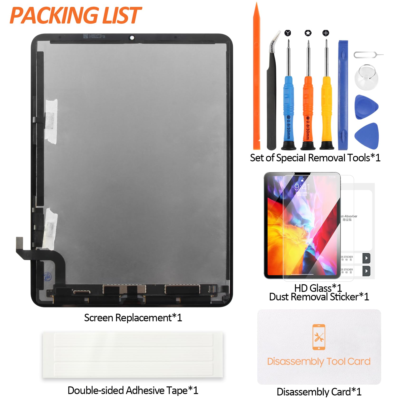 Voor iPad Air 5, A2588, A2589, A2591 LCD-scherm, vervangend scherm voor iPad Air 5 5e generatie LCD-display, digitazer, volledige montage met reparatieset, zwart Voor iPad Air 5, A2588, A2589, A2591 LCD-scherm, vervangend scherm voor iPad Air 5 5e generatie LCD-display, digitazer, volledige montage met reparatieset, zwart
