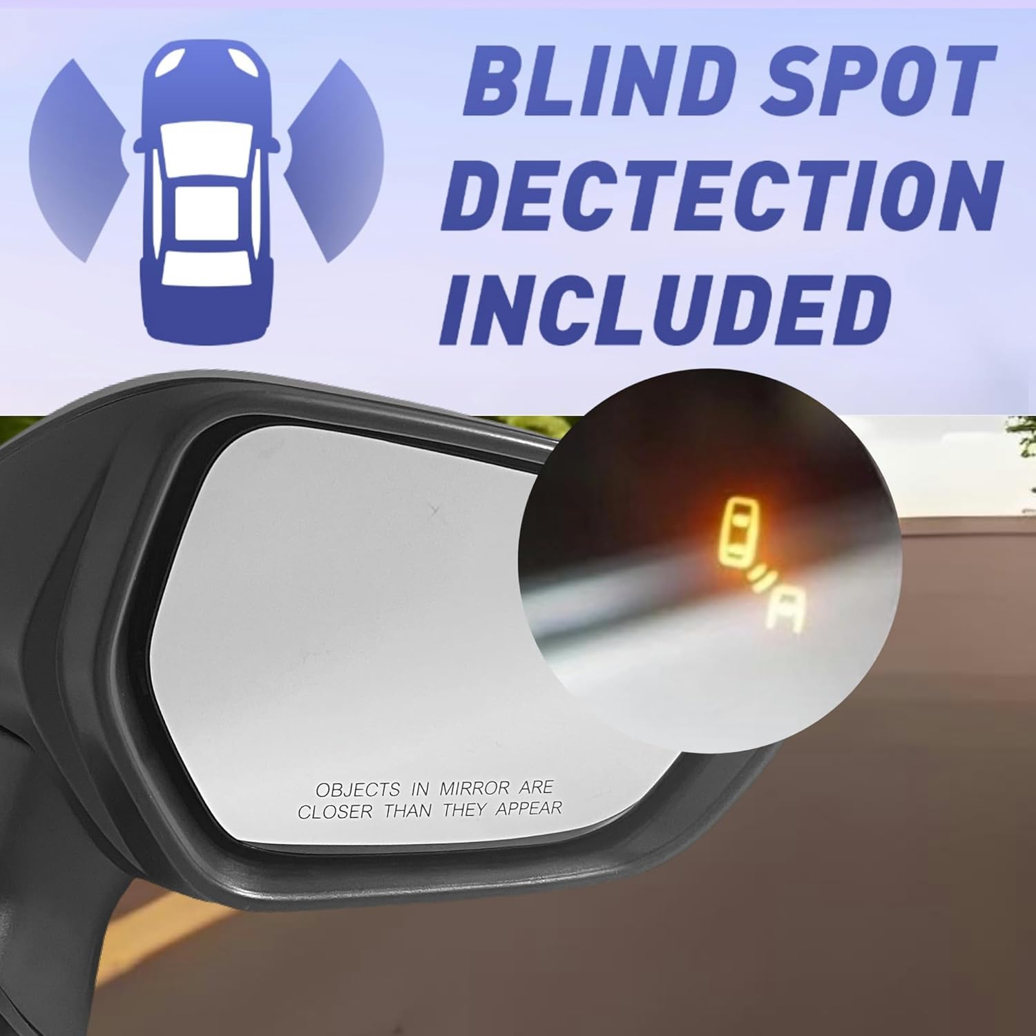 Passenger Side View Mirror Compatible With Toyota Camry 2018-2024 7-Pins Manual Folding Power Glass/With Heated,Turn Singal,Blind Spot Monitoring,Gloss Black