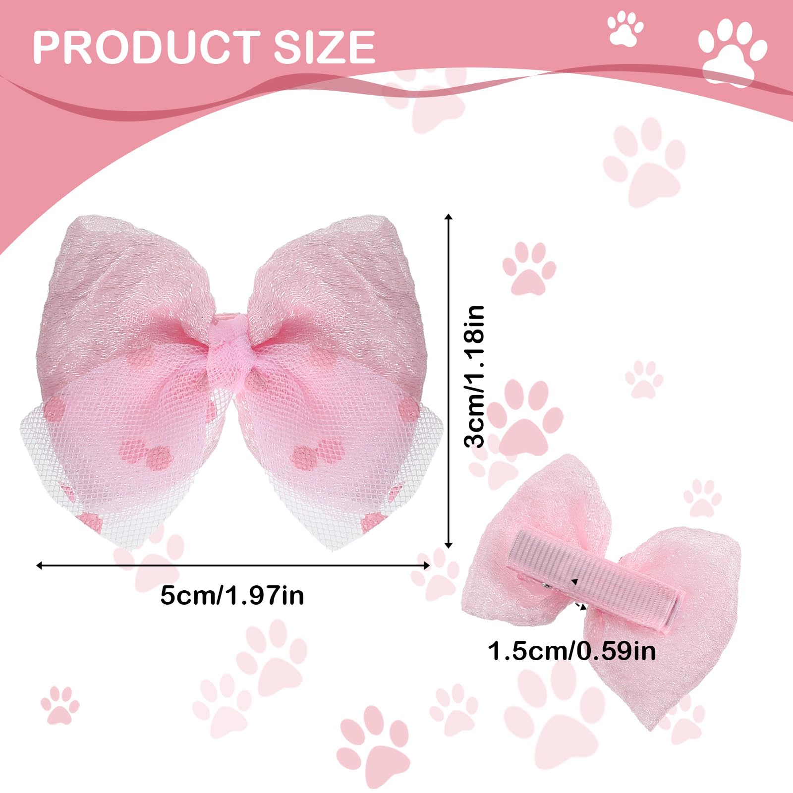 Ptwola 20Pcs Pink Dog Hair Bows Cute Puppy Bowknot Hair Accessories with Rubber Bands Pearl Embellished Perfect for Small Dogs Styling and Grooming