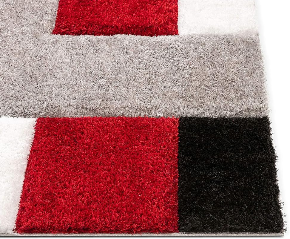 Image of Shaggy Area Rug - Extra Plush Luxury Carpet, Super Soft & Cozy Feel| Perfect for Living Room, Bedroom, and Stylish Home Decor- Red (2 x 5 ft)
