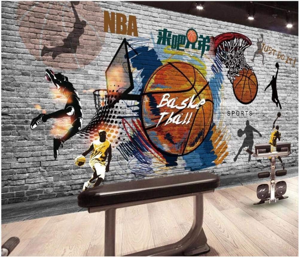 Basket Fitness Muro Di Mattoni Moderna Carta Da Parati 3d In Seta Goffrata Materiale Ideale Per La Camera Letto Del Soggiorno-300cm×210cm