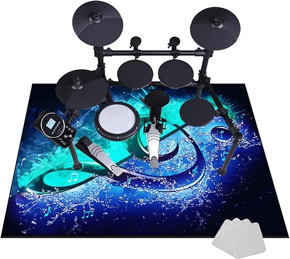 Tappetino per Batteria e Percussioni - Tappeto a Tamburo Insonorizzato - Tappeto per Batteria - Tappeti Rettangolari Antiscivolo per Batteria Elettroniche Rullante Acustica Grancassa 100 x 80 cm