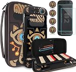 TIKOdirect Trousse d'accessoires pour boîtier de transport pour commutateur 2, Case de voyage portable avec couverture de protection, protecteurs d'écran, 4 Bouchons de poignée et stickers mignons, Noir