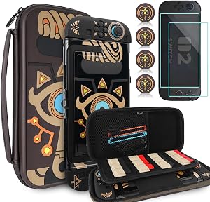 TIKOdirect Carrying Case Accessories Bundle for Switch 2, Portable Travel Case with Protective Cover, Screen Protectors, 4 Thumb Grip caps and Cute Stickers, Black