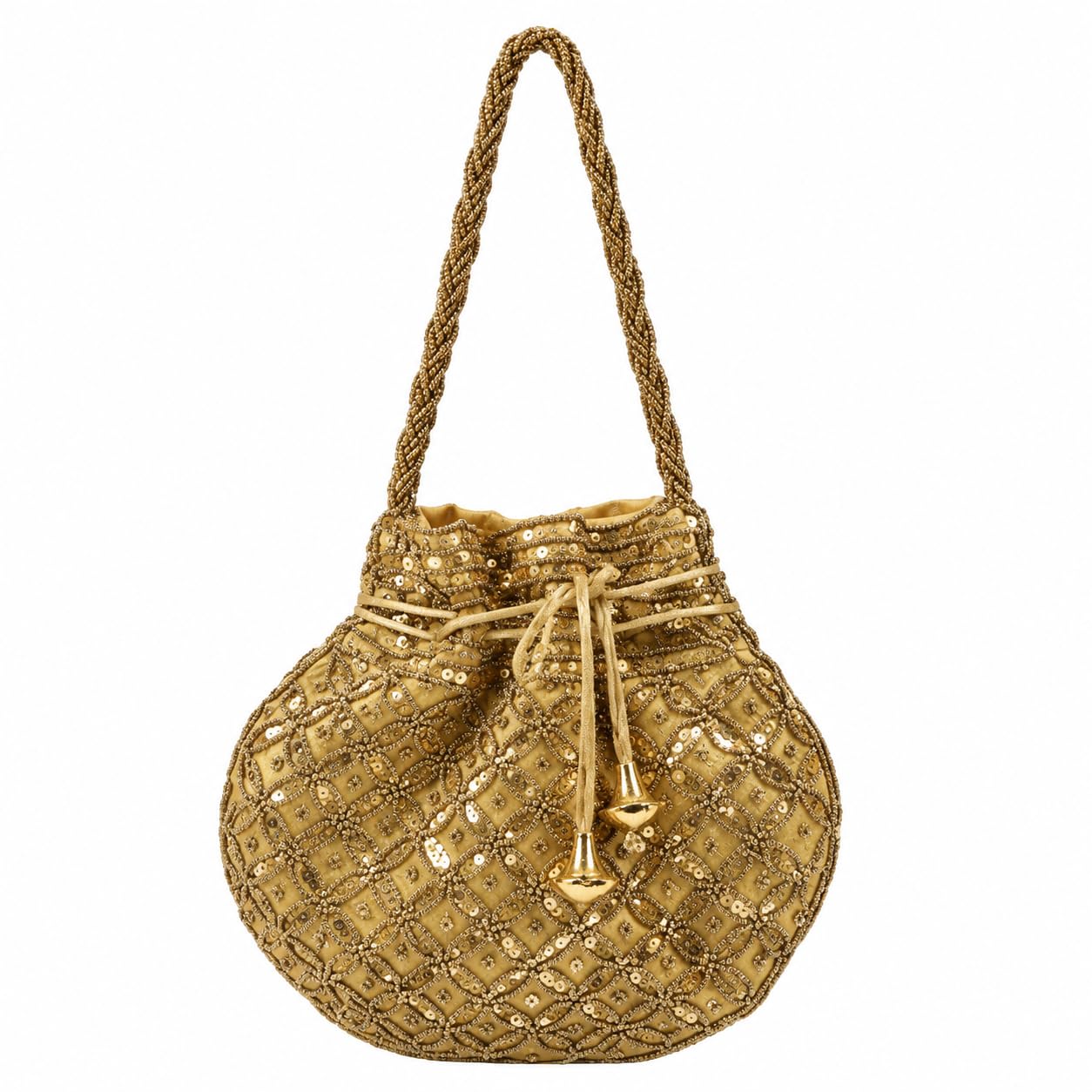 Women Ethnic Embroidered Sling Bag Golden Handbag with Beaded Design Adjustable Strap Lightweight Crossbody Bag for Wedding Festive Occasion-picture-26