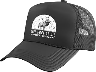 Live Free Or Die New Hampshire Nature Vintage Graphic Trucker Hat with Adjustable Mesh Back