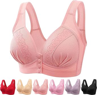 2023 Front Button Breathable Skin-Friendly Cotton Bra,U-Shaped Back 5D Bras Women Front Closure