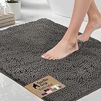 Vista 12 de GORILLA GRIP Alfombra de Baño 44x26, Chenilla Suave Absorbente, Tapetes de Microfibra de Secado Rápido, Respaldo de Goma Lavables Alfombras de Ducha