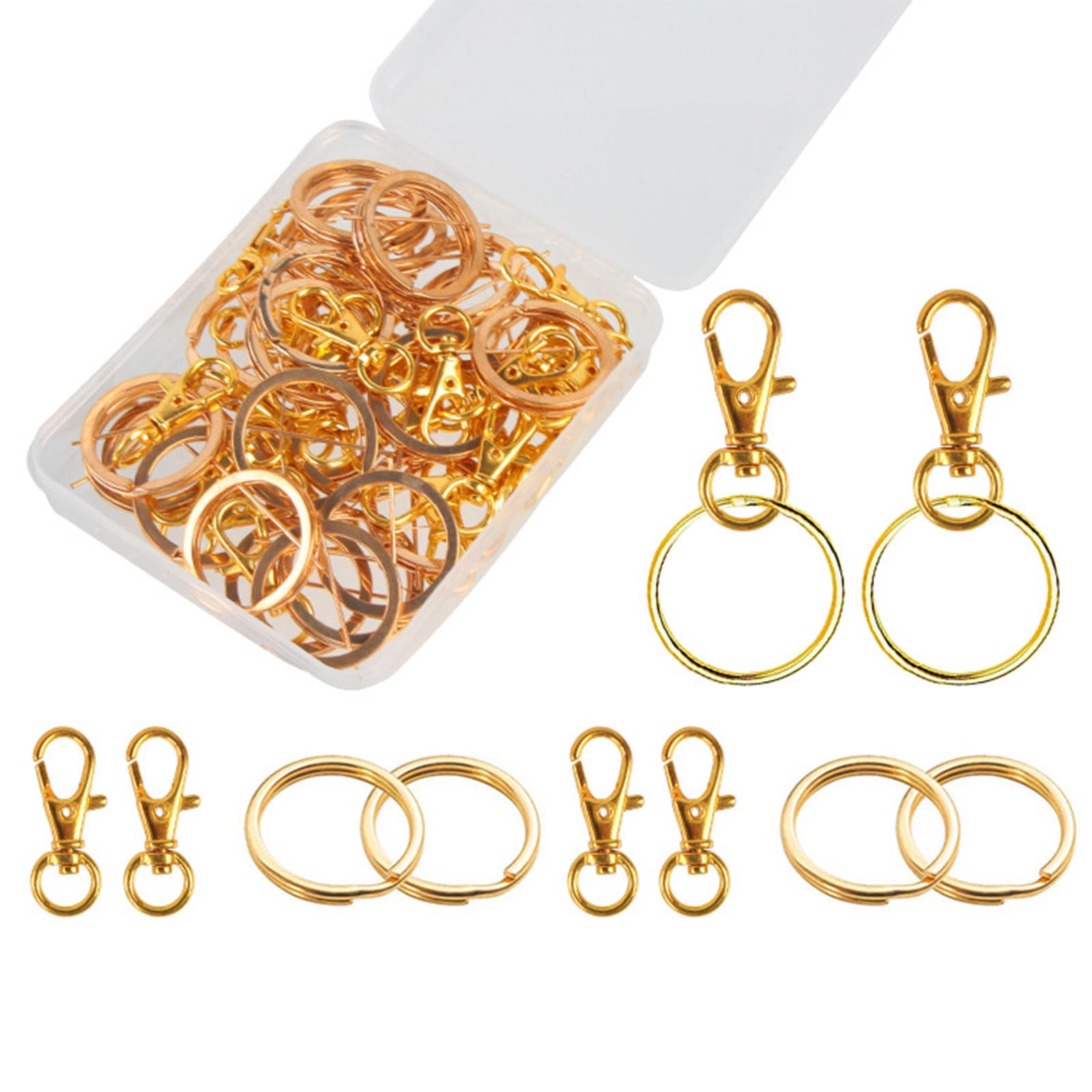 Nucelit Hooks with Rings, Metal Lobster Clasps, Keychain Rings for Keychain Lanyard Bag Charm Supplies