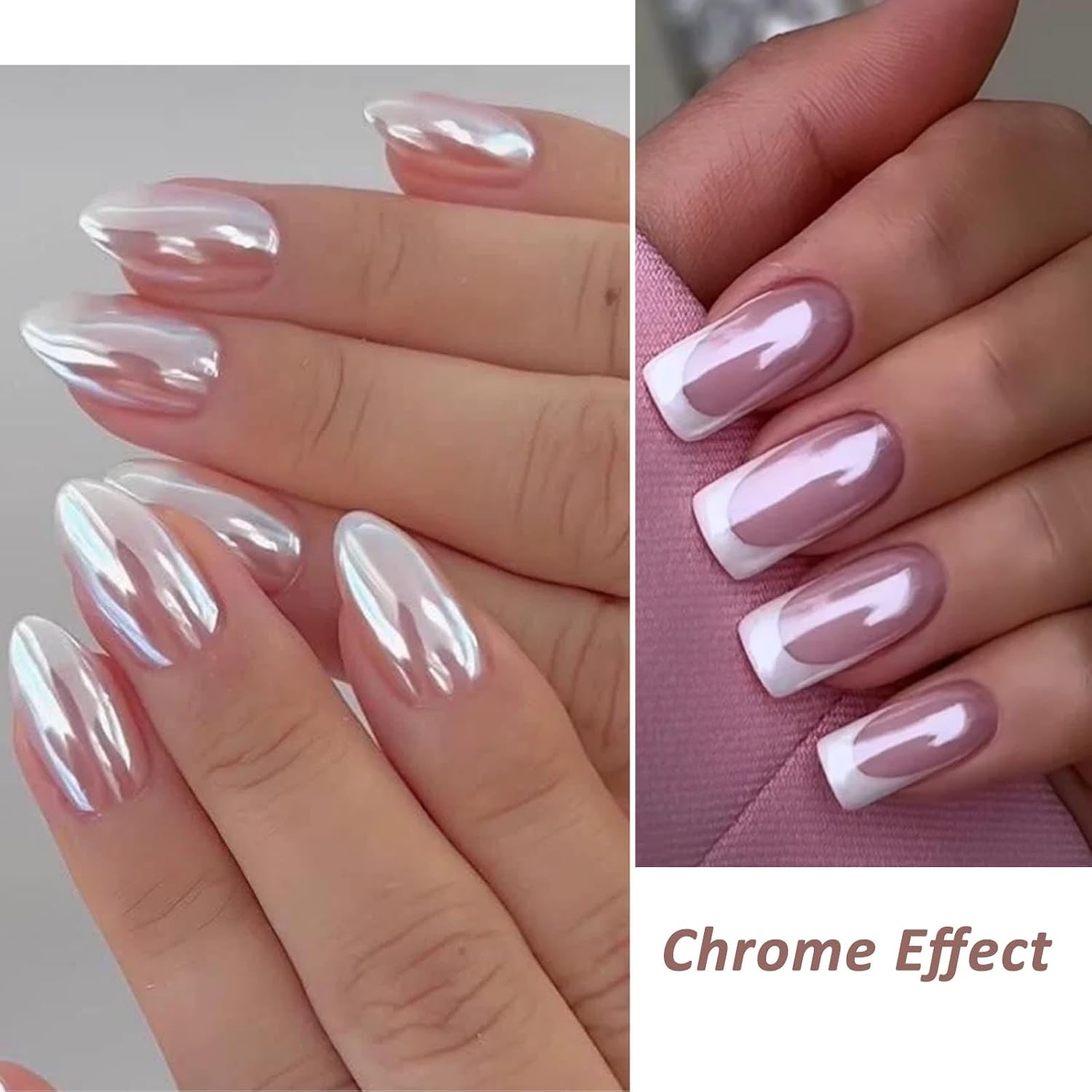 9 Colors Chrome Nail Powder Set Iridescent Aurora Powder Metallic Mirror Effect Pigment with 9pcs Sponge Applicators,Mermaid Metallic Holographic Dip Nail Powder Decoration Pearl Glitter Dust Manicure