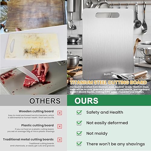 Miniatura 2 de 2 Pack Titanium Cutting Board,-100% Pure Titanium Cutting Boards For Kitche,Easy to clean, Double-sided food-grade Titanium Cutting Board For