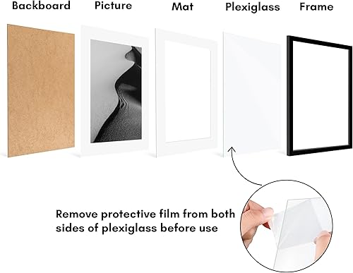 Vista 311 de Americanflat Portarretratos de 8 x 12 pulgadas con plexiglás pulido, juego de 2 portarretratos de 6 x 8 pulgadas con paspartú o para fotos de 8 x 12