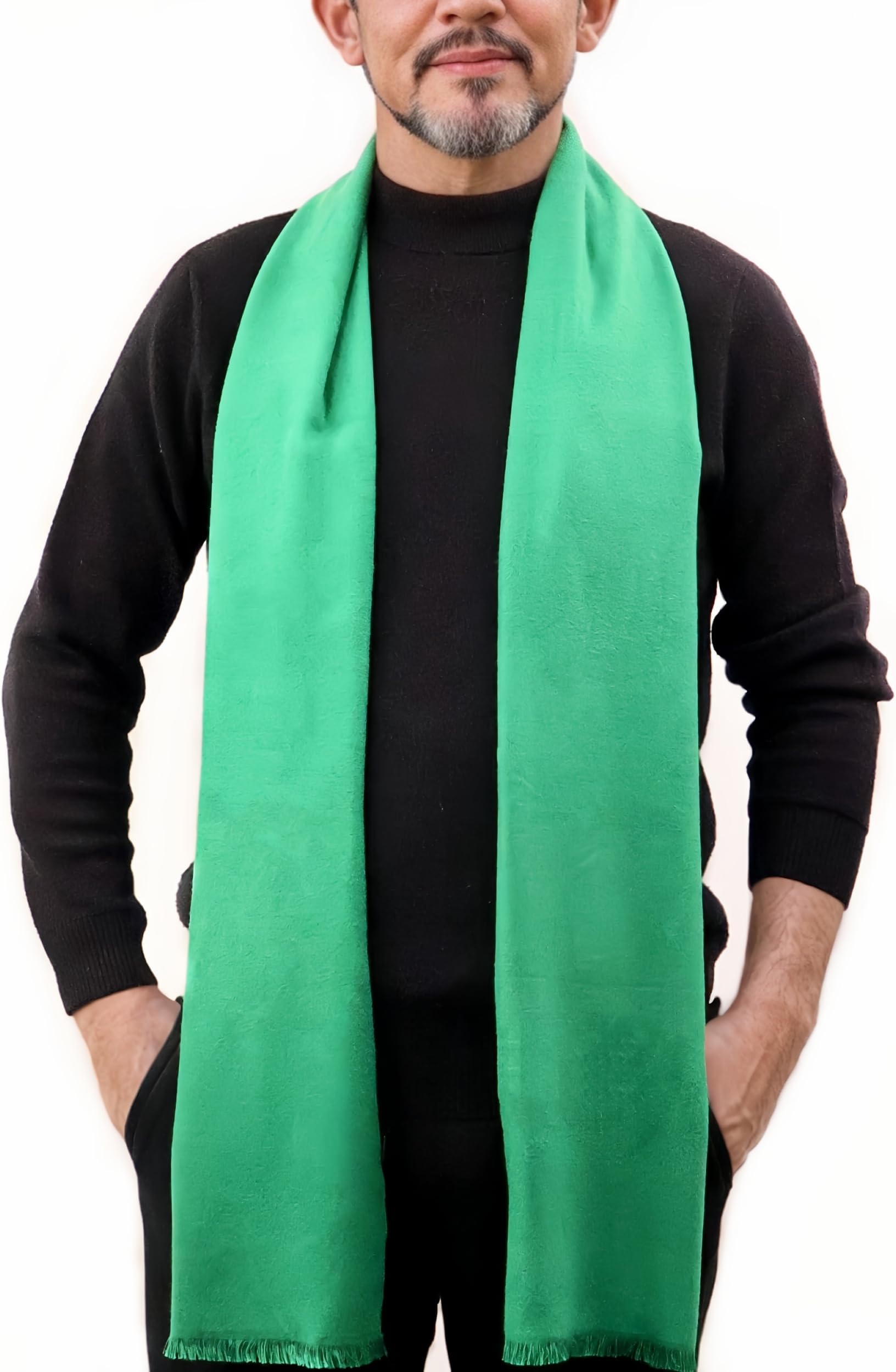 Men's Scarf, Fashion Cashmere Feel Scarves for Men Winter Autumn with Tassels Fringes Long