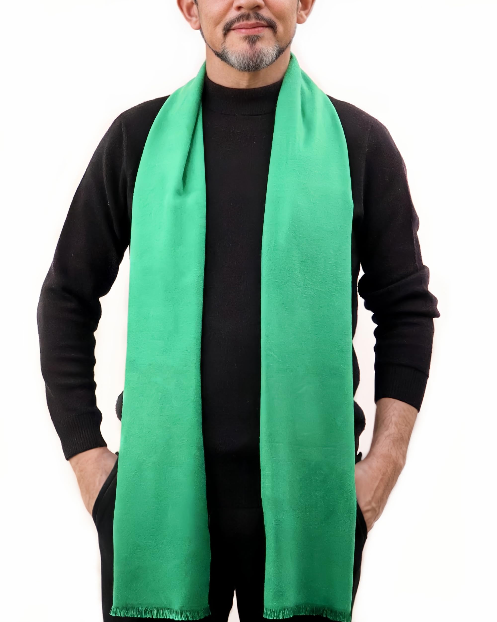 Men's Scarf, Fashion Cashmere Feel Scarves for Men Winter Autumn with Tassels Fringes Long