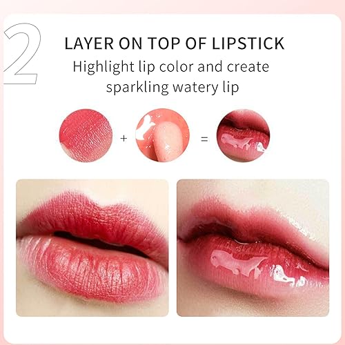 Miniatura 6 de MAEPEOR Aceite hidratante para labios, 10 colores, brillo de labios hidratante, no pegajoso, transparente, de larga duración, bálsamo labial tintado