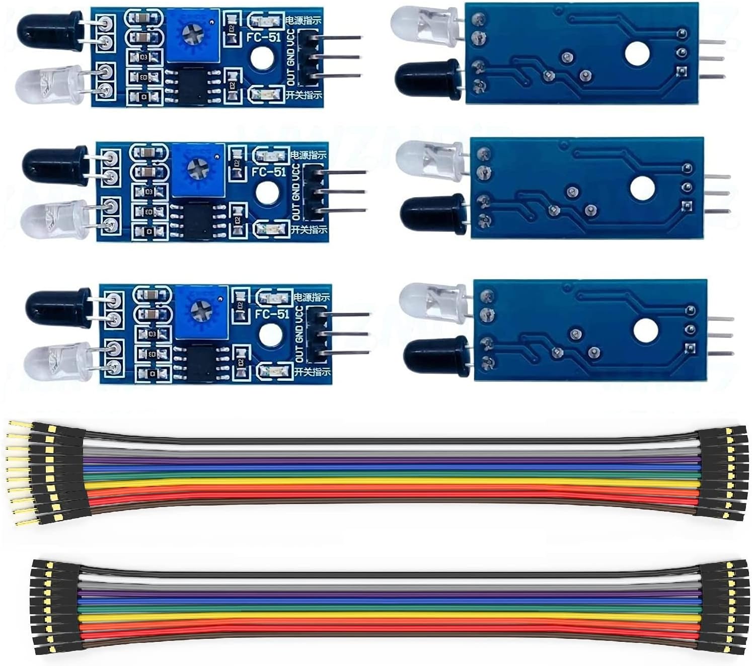 WWZMDiB 6Pcs IR Infrared Sensor 3-Wire Reflective Photoelectric Module for Arduino