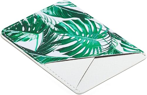 Miniatura 5 de Arlgseln - Tarjetero adhesivo 3M para teléfono, funda adhesiva para teléfono o tableta, Hoja tropical+blanco, Moderno