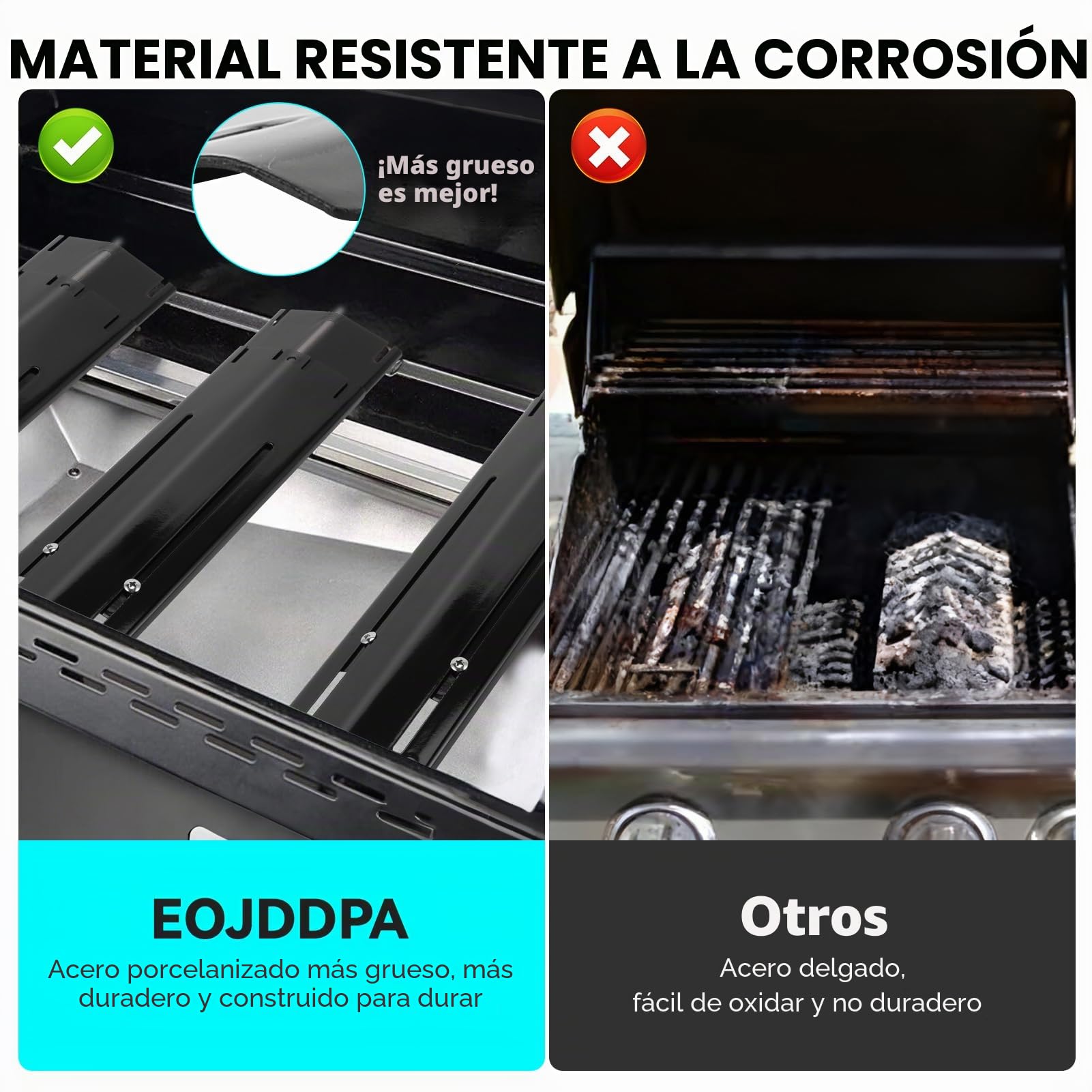 Placas de Calor Ajustables para Barbacoa de Gas,29,5-53 cm,4 Piezas | Repuesto Universal para Barbacoa de Gas, Protector de Quemador y Difusor de Calor, Acero Esmaltado Resistente al Calor