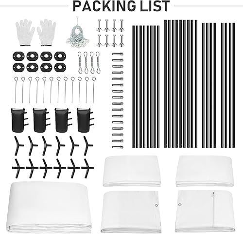 Miniatura 3 de OUTFINE Toldo resistente para cochera de 12 x 20 pies, para barco, con paredes laterales extraíbles y ventanas ventiladas enrollables, 12 estacas