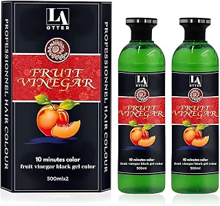 LA Otter Fruit Vinegar Gel Hair Color, Organic & Natural Hair Color Dye for Black Hair (500ml x 2) - Black Price In India