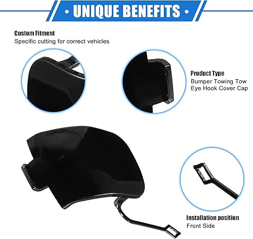 Miniatura 3 de Tapa de gancho de remolque de automóvil compatible con Mini Cooper 2014-2018, parachoques delantero negro de plástico duradero