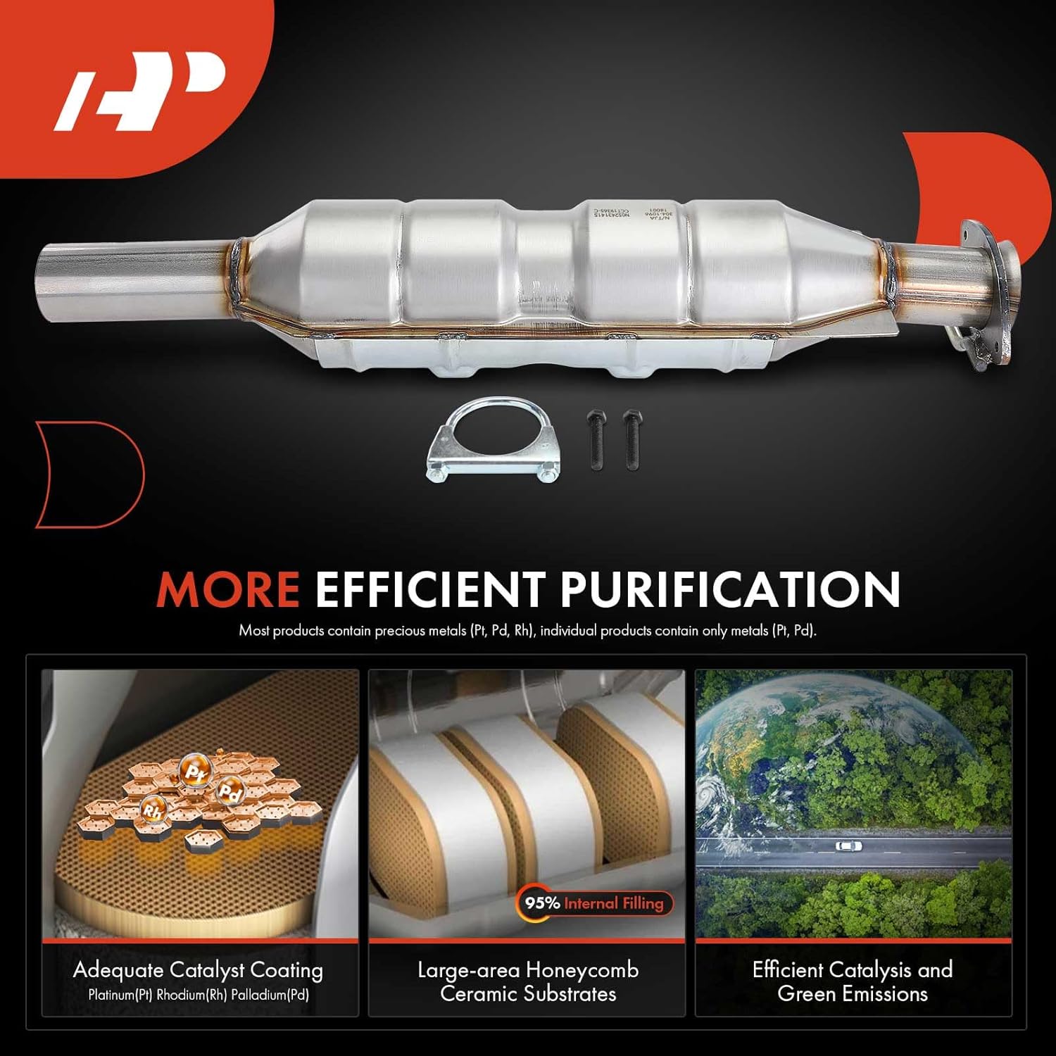 A-Premium Rear Catalytic Converter Kit Direct-Fit Compatible with Ford F-350 Super Duty 2008-2010, F-450 Super Duty 2008-2012, F-550 Super Duty 2008-2010, 6.8L, E.P.A. Compliant