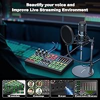 Vista 5 de Paquete de Equipo para Podcast, Micrófono de Condensador de 48V con Interfaz de Audio de Transmisión para Grabación de Podcasting, Transmisión