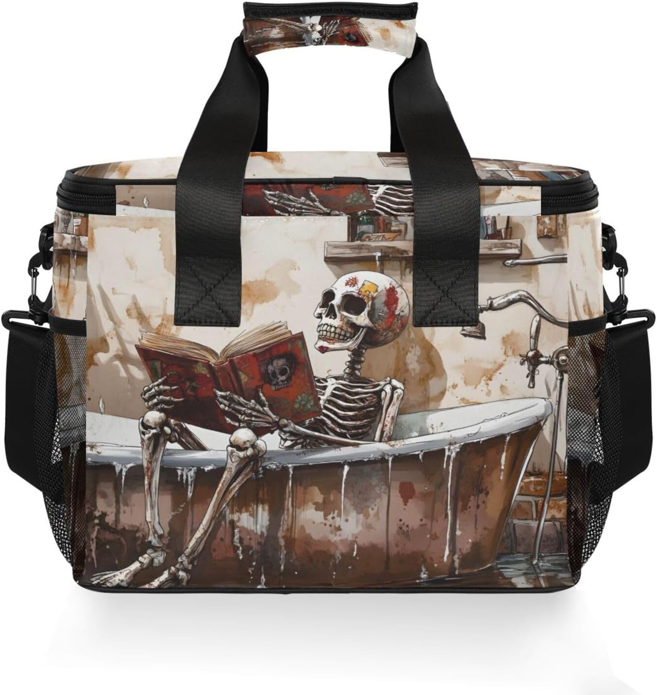 Cooler Bags Insulated-Skeleton in Bathtub, Lunch Bag 24 Cans Leakproof Light Weight for Picnic Camping Party
