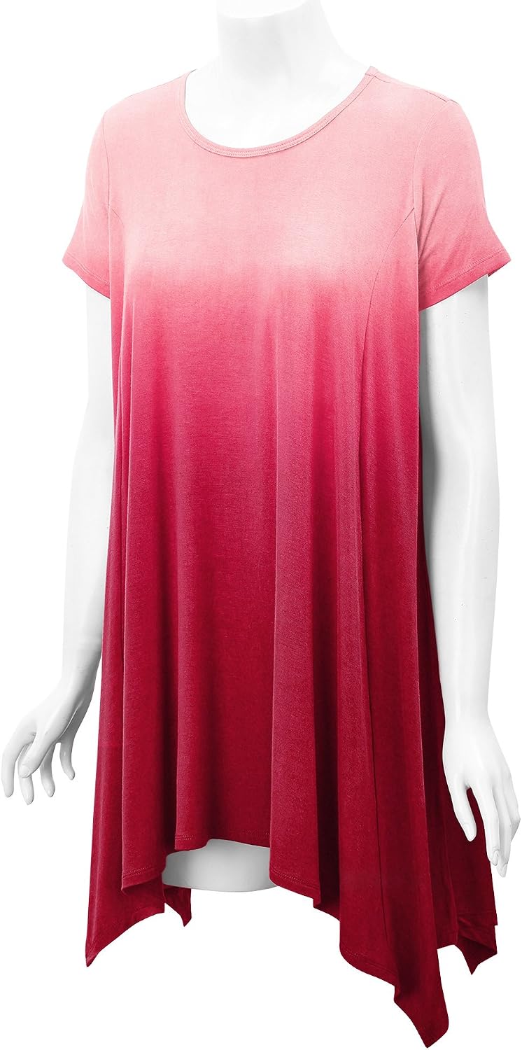MBJ Womens Short Sleeve Side Panel Loose Fit Tunic Top - Made in USA