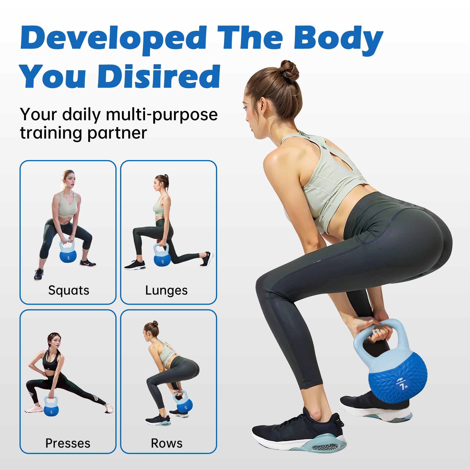Leikefitness Kettlebells souples, poids antidérapant pour homme et femme, kettlebell rembourré et résistant aux chocs, entraînement à domicile