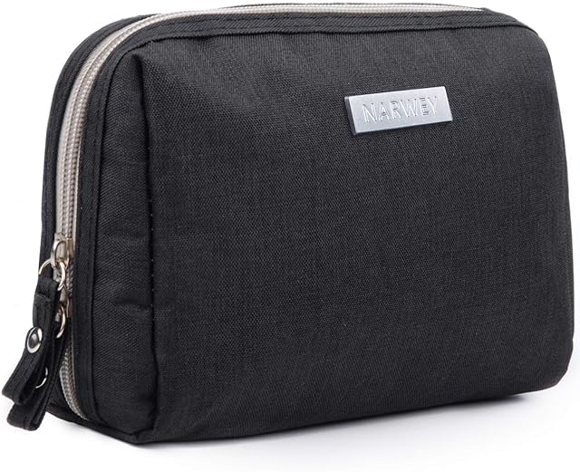 Small Makeup Bag for Purse Travel Makeup Pouch Mini Cosmetic Bag for Women Girls (Small, Black)
