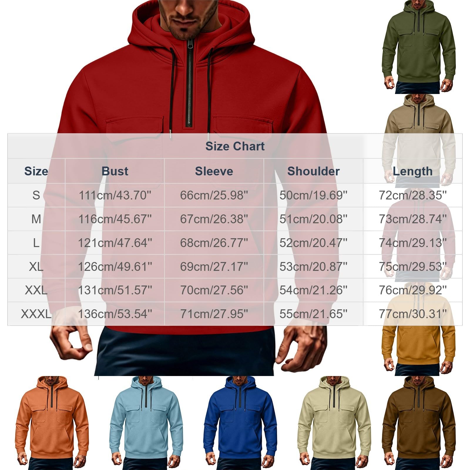 AEGJEGVD Sweat à Capuche Homme, Col Montant, Multi-Poches, Manches Longues | Col Haut, Moderne, pour Un Style Fonctionnel et Urbain, Adapté au Quotidien