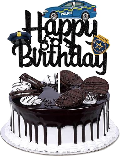 Vista 4 de Juego de decoración de fiesta de cumpleaños de policía, suministros de fiesta temática de policía para niños, incluyendo pancarta de feliz