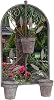 AcaciaHome Modern Rusty 70cm Metal Wall Mirror with Triple Planter Holder Vintage Style Arched Mirror with 3 Integrated Pots, Rustic Industrial Farmhouse Décor for Indoor & Outdoor Spaces