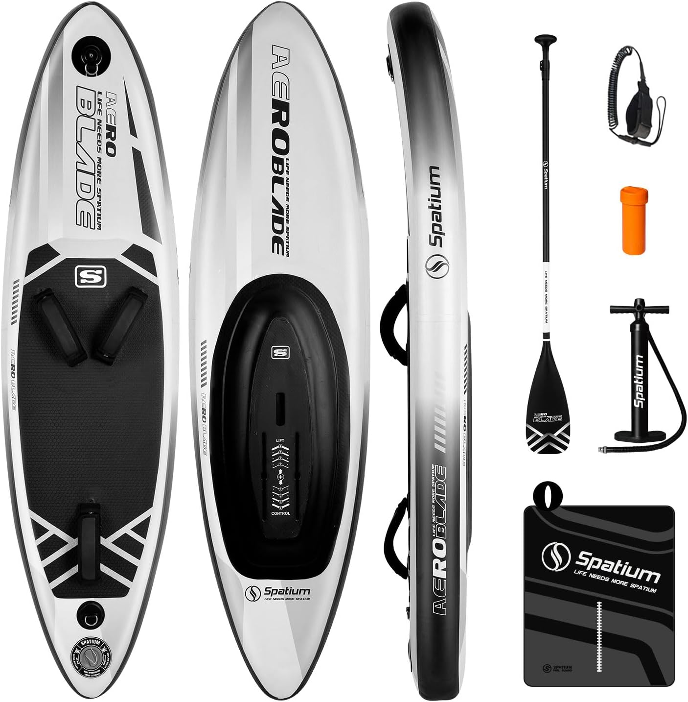 Spatium Downwind Foil Surfing Inflatable Board Unpowered Versatile with Fiberglass/Carbon Fiber Paddle for Beginner/Advancer -112L/124L/135L/150L Foil Surfboard