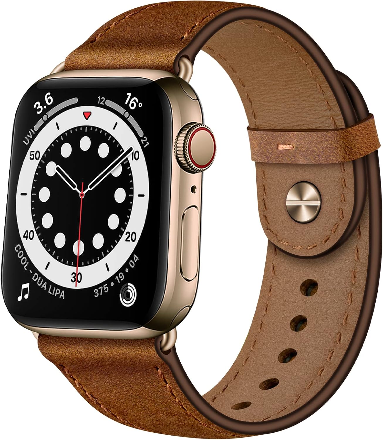 OUHENG Leather Bands Compatible with Apple Watch Band 42mm/41mm/40mm/38mm, Genuine Leather Replacement Strap for iWatch SE3 SE2 SE Series 11 10 9 8 7 6 5 4 3 2 1 (Retro Brown/Bronze Gold)