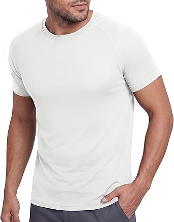 BOOJO Workout Mens Shirts - Casual Black Quick Dry Moisture Wicking T-Shirts Crew Neck Short Sleeve for Gym Athletic Running