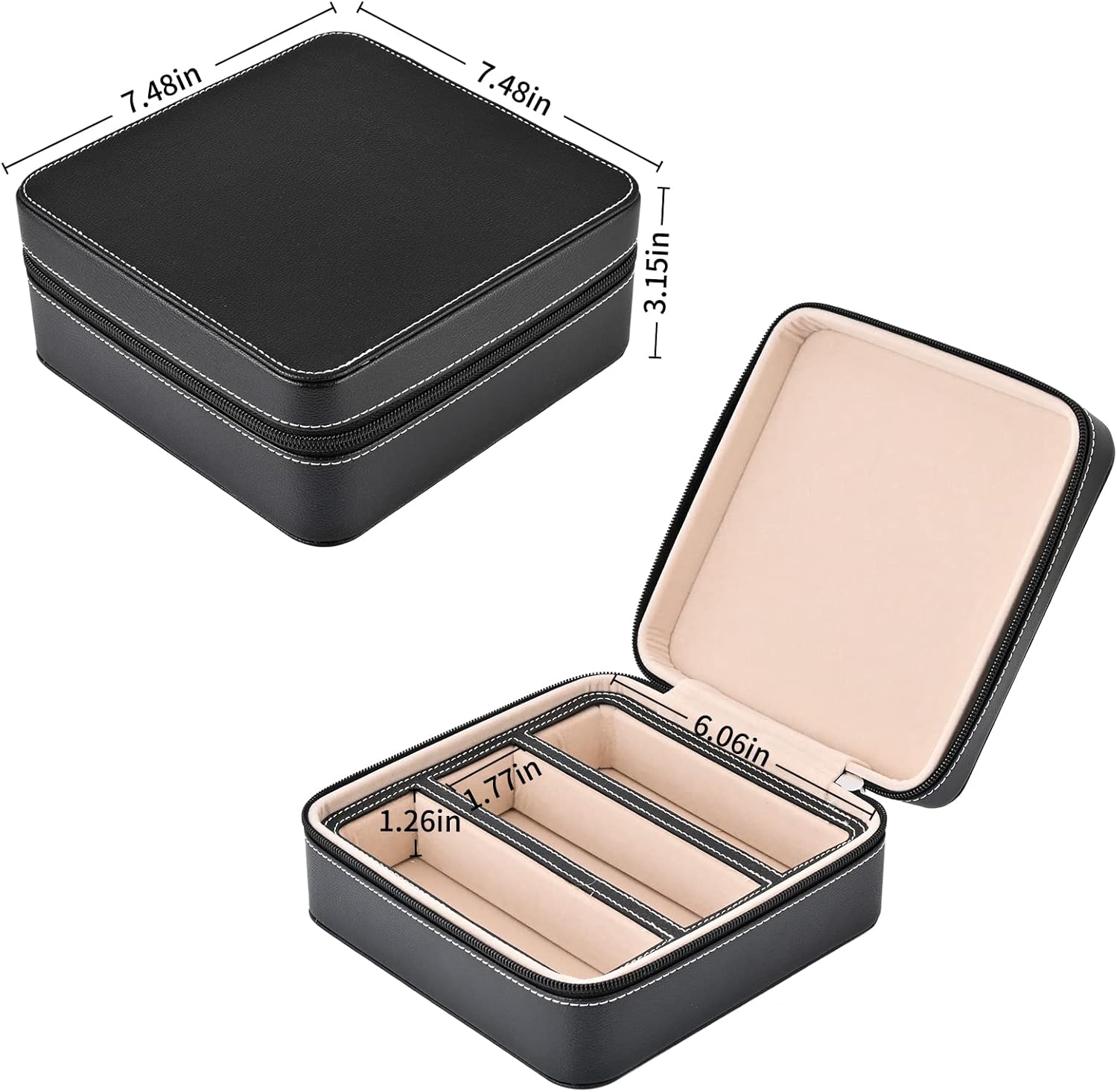 ROSELLE Eyewear Travel Case for women men, Luxury leather 3-Slot Eyeglasses Storage Box for Multiple Glasses and Sunglasses