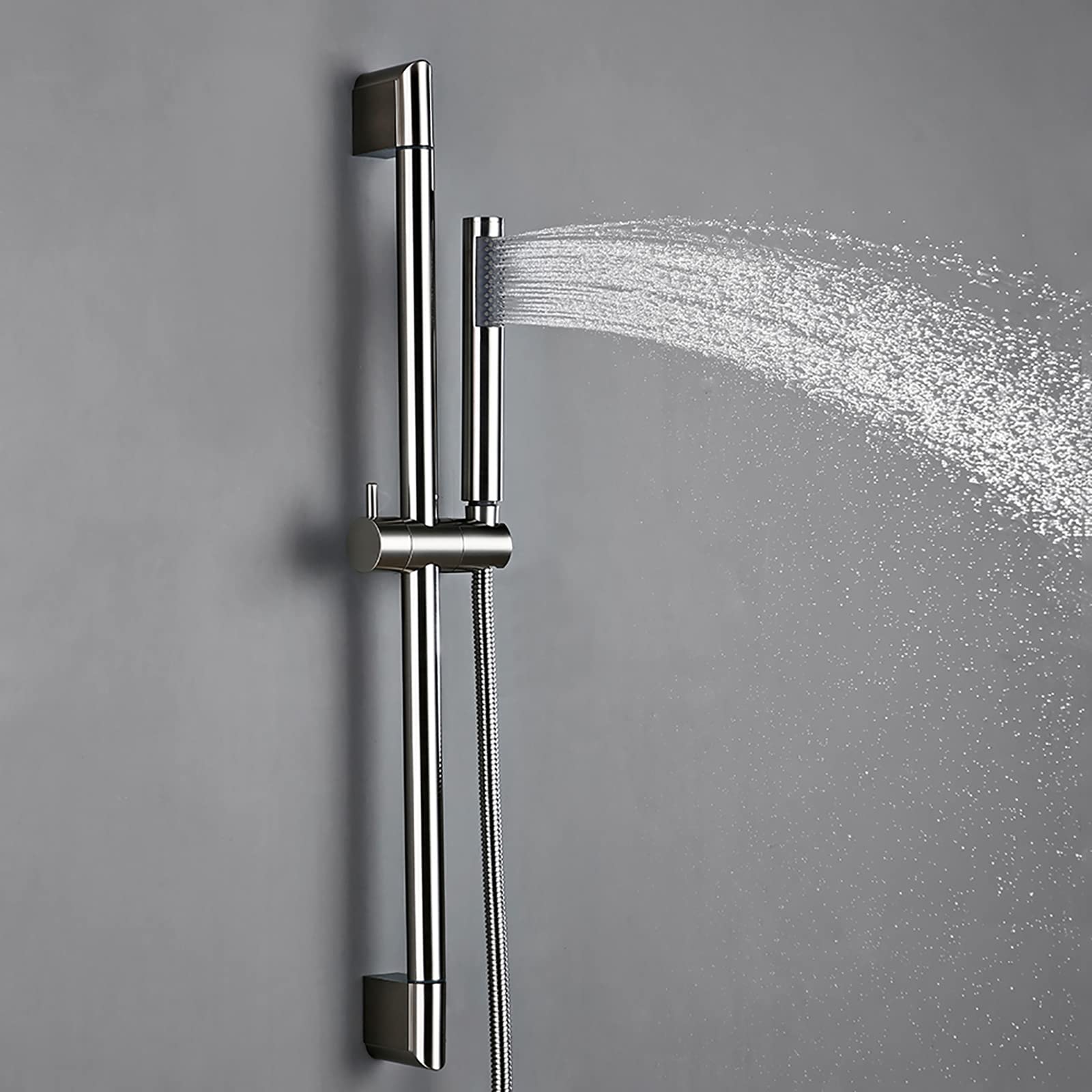 Asta Doccia Spazzolato Saliscendi Doccia 304 Acciaio Inox Asta Doccia Saliscendi Completo da Parete Regolabile Saliscendi per Doccia Completo con Doccetta, Tubo 150 cm, Supporto Regolabile