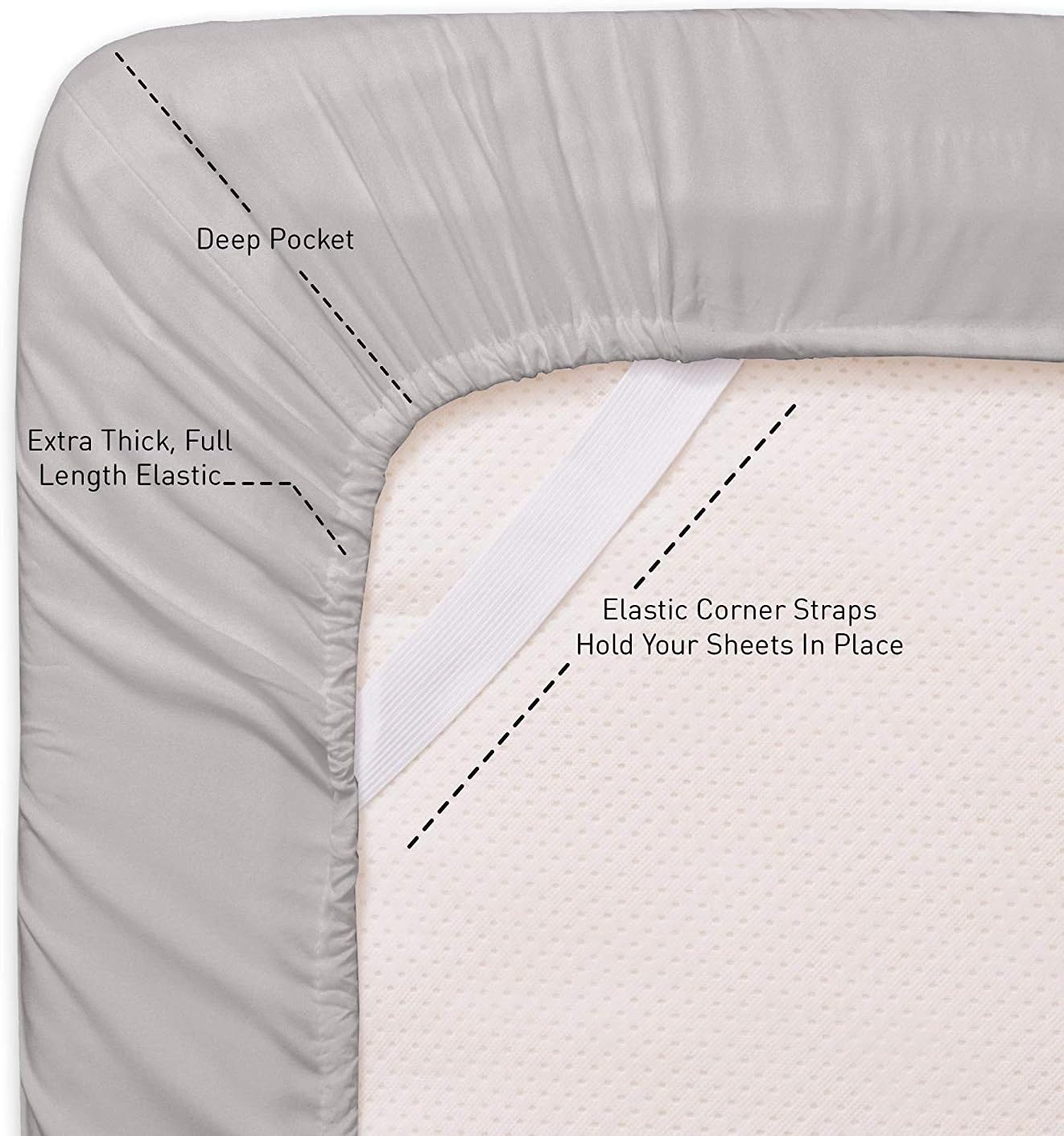 100% Solid Cotton Sheet Set 4 Piece Set, 400 Thread Count Long Staple Cotton, Soft and Silky Feel, Fits Mattress Upto 18'' DEEP Pocket.California King/Silver Grey