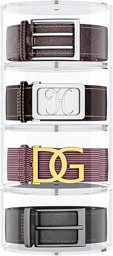 NIUBEE Organizador de cinturón, estuche de acrílico de 4 capas para cinturón y exhibición para accesorios como joyas, relojes, pulseras