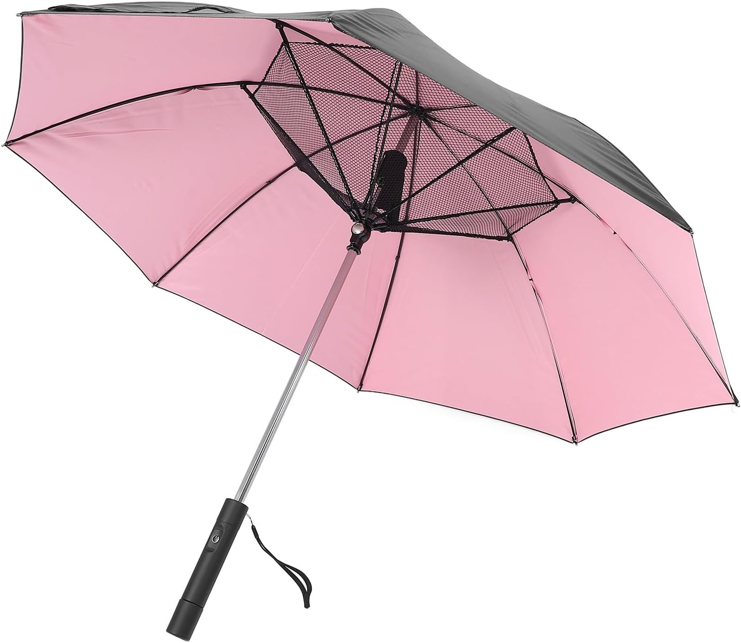 CCYLEZ Portable Umbrella, Travel Umbrella Folding 3000mAh Sun Protection Mesh Top Design Removable USB Rechargeable with Cooling Fan for Garden