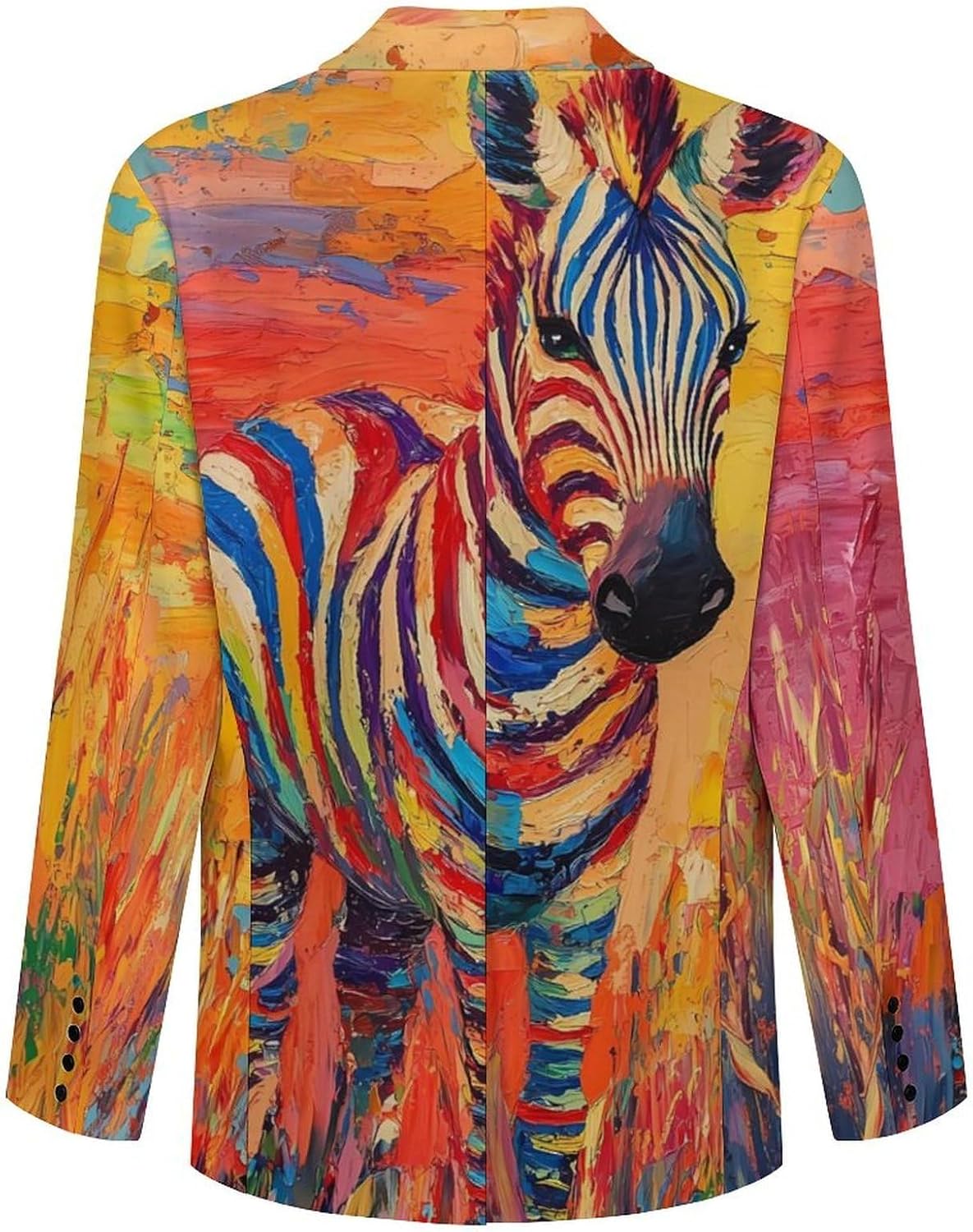 Rainbow Striped Zebras Casual Suit Blazer for Men Buttons Jacket Coat Business
