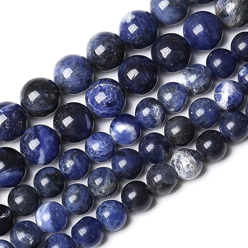 Miniatura 2 de 32 cuentas de piedra de sodalita azul oscuro natural de 0.472 pulgadas (0.472 in), cuentas espaciadoras redondas sueltas para hacer joyas, surtidos